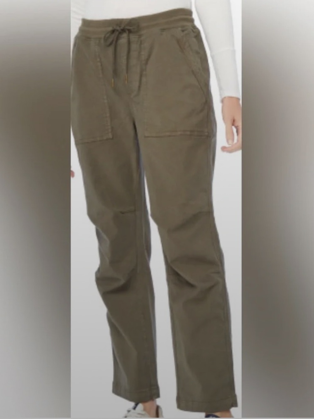 Faherty | Women’s Olive Green Pull On Drawstring Waist Utility Pants Size L